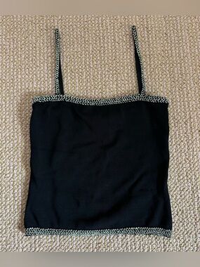 black beaded cropped nicole miller tank